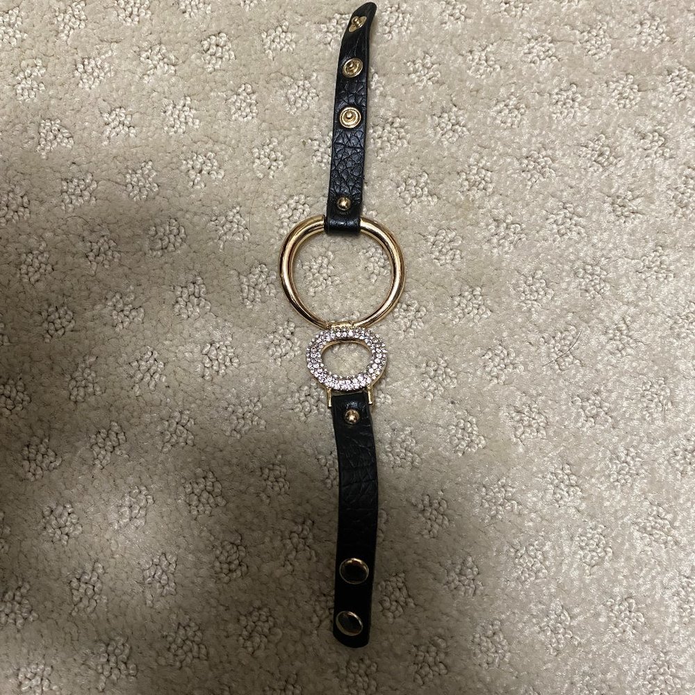 Leather and rhinestone bracelet- New without tags